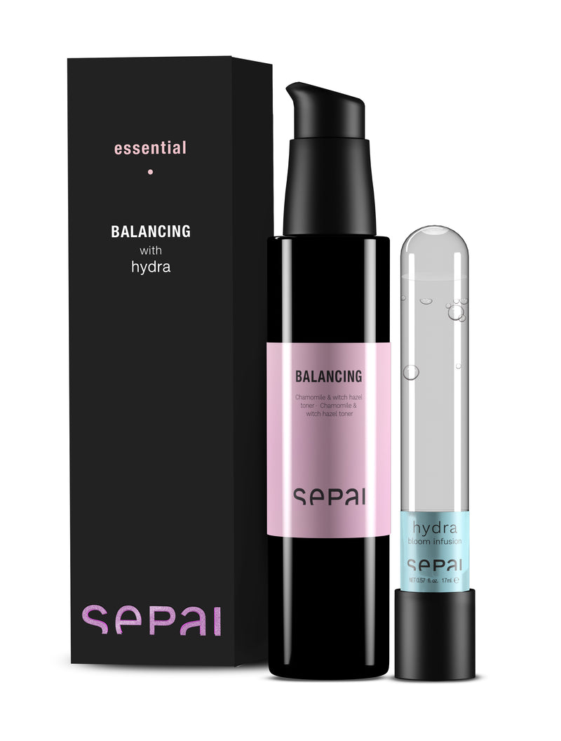 SEPAI BALANCING + HYDRA BLOOM INFUSION 125ml + 20ml tonik balansujący z różą, rumiankiem i oczarem wirginijskim.